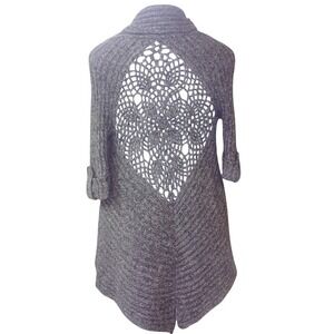 BCBGMAXAZRIA‎ Knit Open Front Crochet Back Cardigan Sweater SKUW629